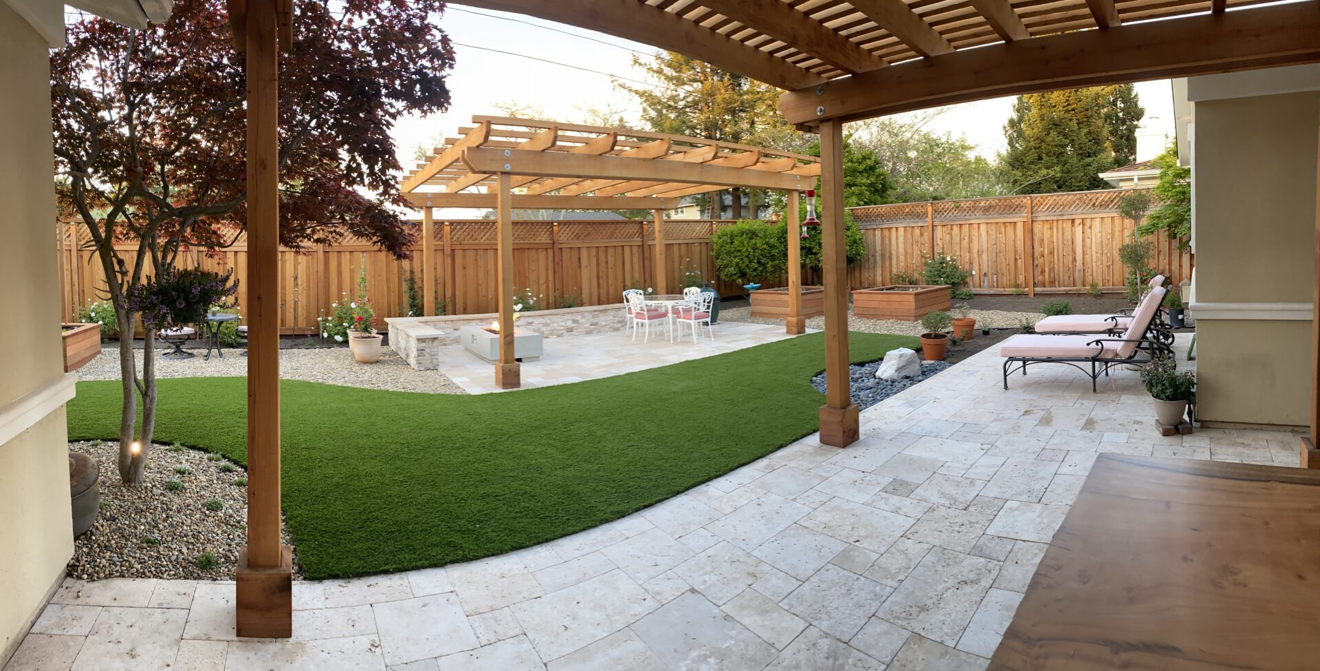 Artificial grass, gazebo, lawn chairs, landscaping by Guys Yard Design in Sonoma, CA