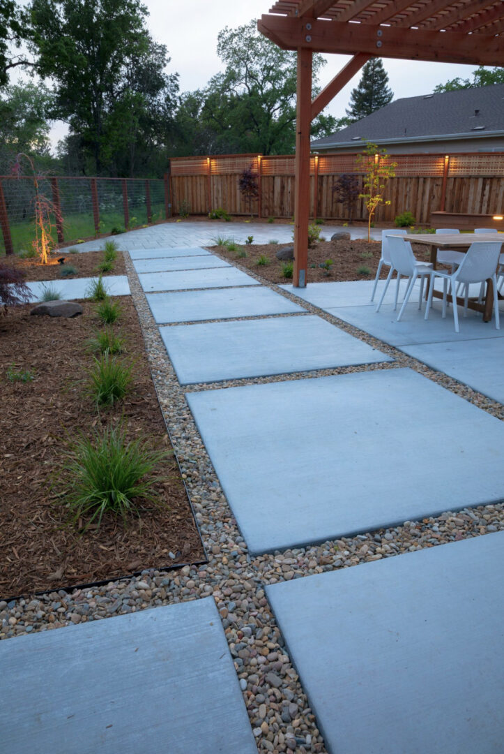 Tiles, pebbles, path lights, gazebo, landscaping by Guys Yard Design in Sonoma, CA