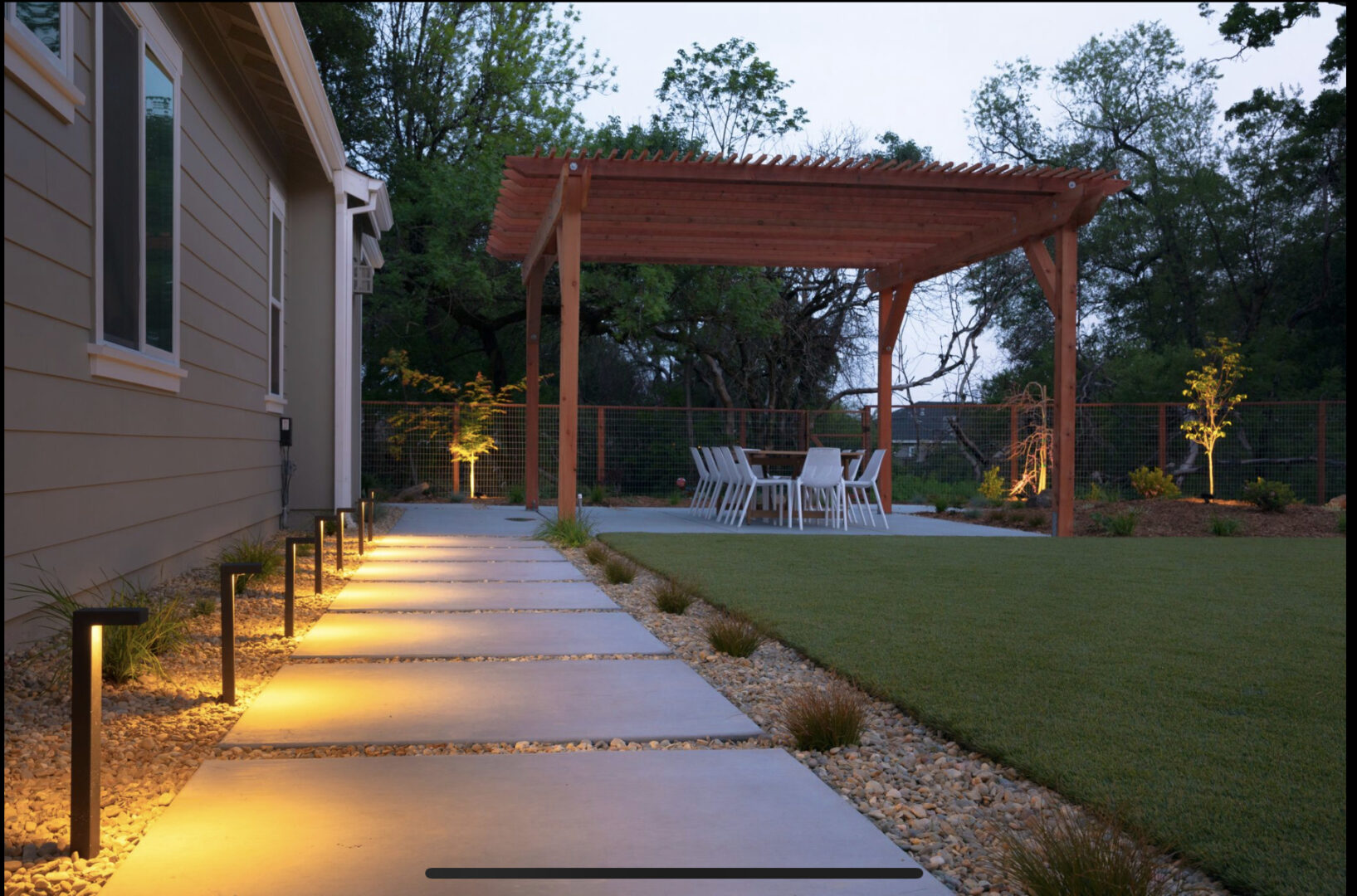 Artificial grass, gazebo, path lights, landscaping by Guys Yard Design in Sonoma, CA