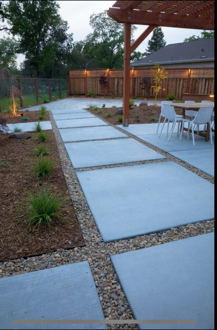 Tiles, path lights, pebbles, landscaping by Guys Yard Design in Sonoma, CA